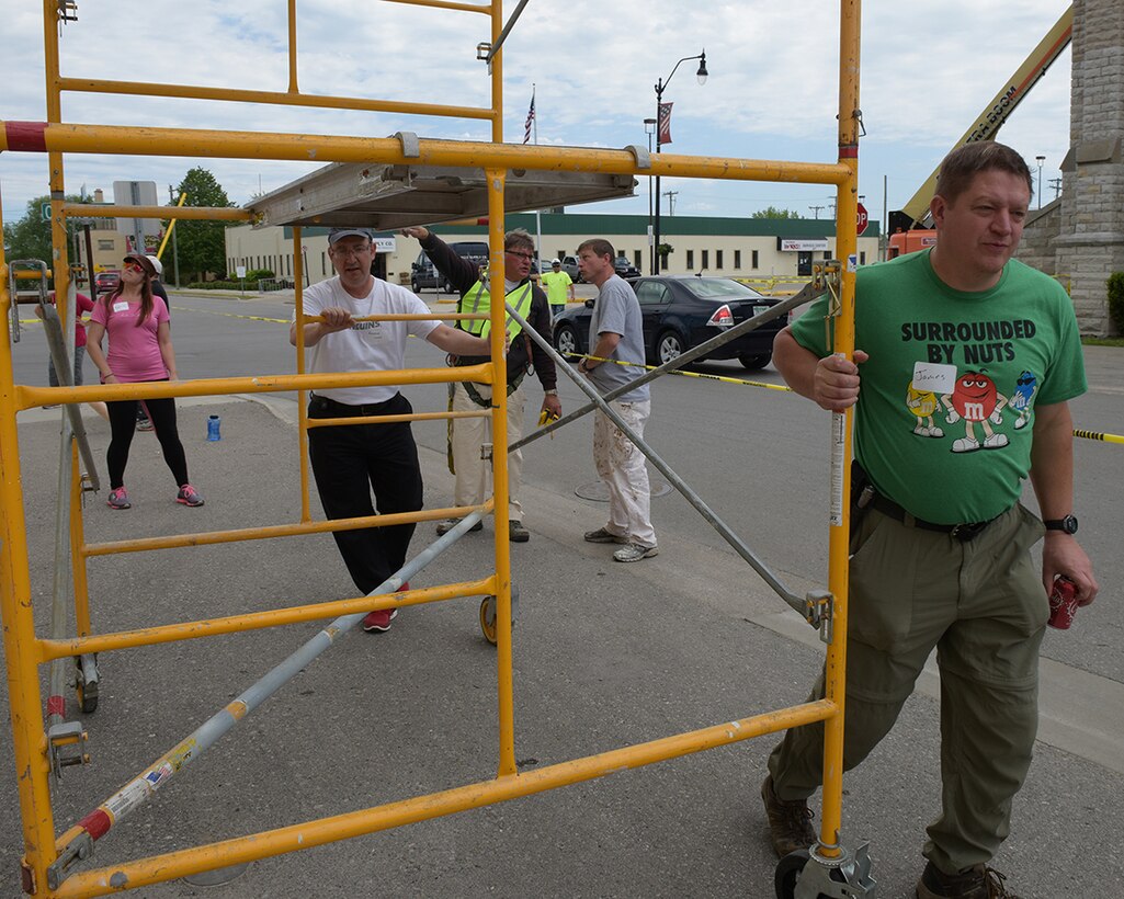 Ohio Air National Guard Airmen from the 178th Wing help the local Habitat for Humanity June 9, 2016, at Alpena, Michigan.  The Airmen repainted a building as part of a community project during their annual summer training at a nearby Readiness training center. (Ohio Air National Guard Photo by Master Sgt. Seth Skidmore)