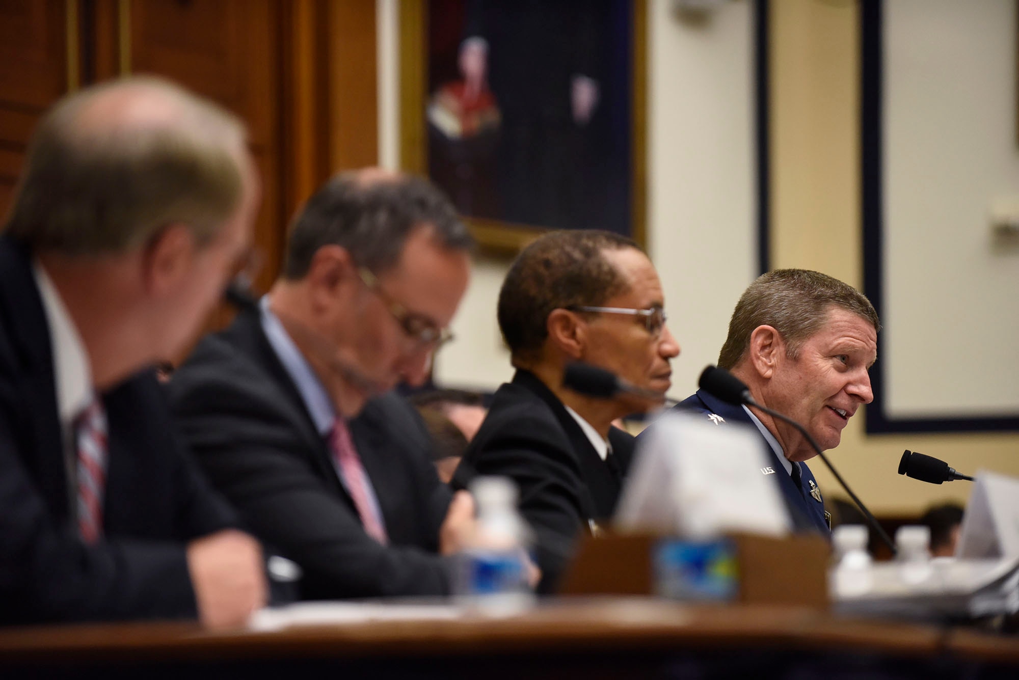 Gen. Robin Rand, commander of Air Force Global Strike Command, testifies during a House Armed Services Strategic Forces Subcommittee hearing in Washington, D.C., July 14, 2016. In his testimony, Rand stressed the need to modernize and recapitalize the bomber and ICBM legs of the U.S. nuclear triad in order to protect weapons system reliability and their survivability in anti-access, area denial environments. (U.S. Air Force photo/Senior Airman Hailey Haux)