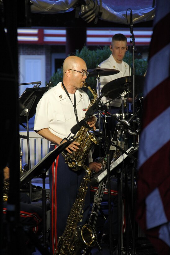 On July 14, 2016, the Marine Latin Jazz Ensemble performed at Glen Echo Park in Maryland. (U.S. Marine Corps photo by Master Sgt. Amanda Simmons/released)