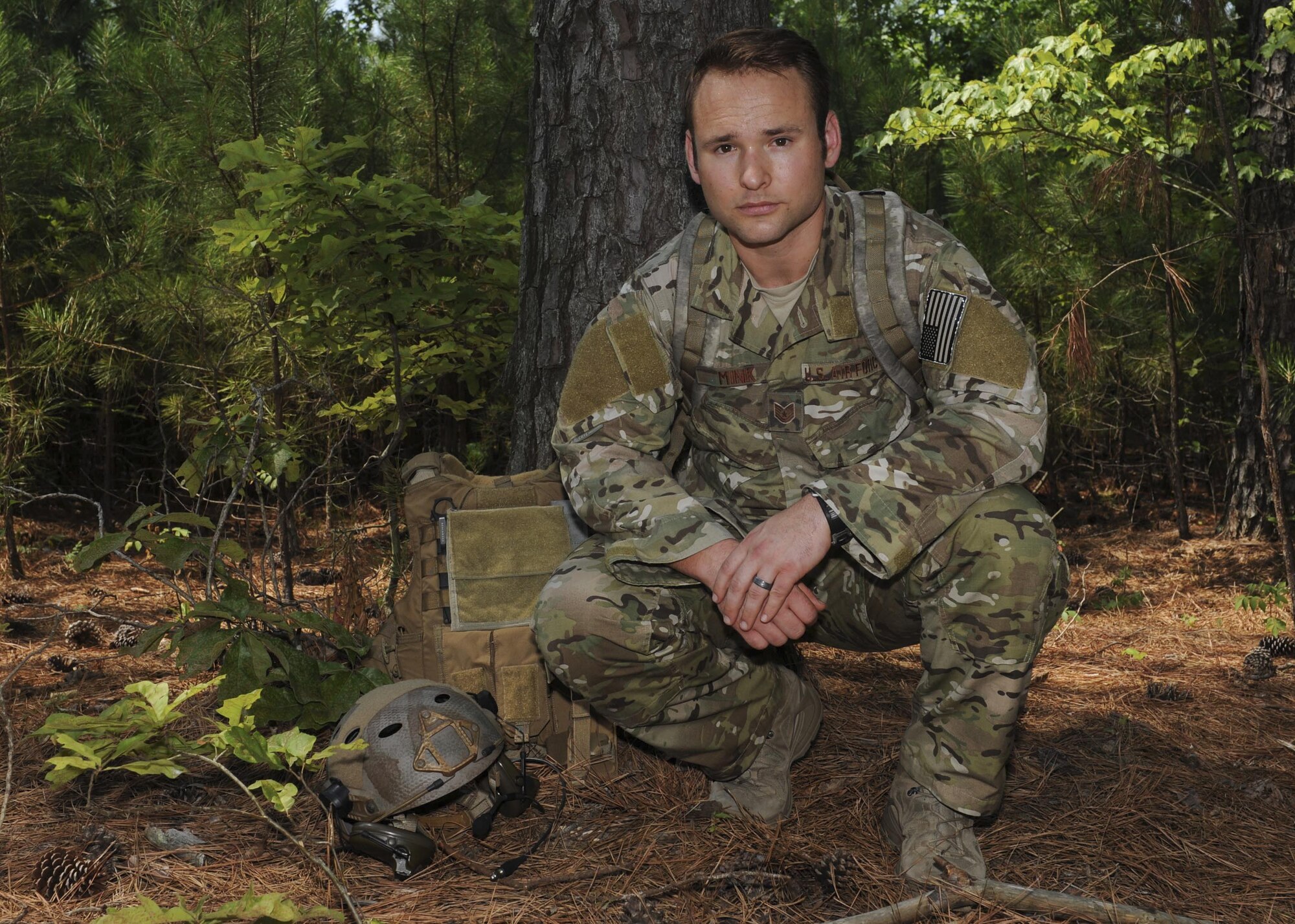 U.S. Air Force Tech. Sgt. Jarrod Mink is a survival, evasion, resistance and escape specialist for the 19th Operations Support Squadron. SERE specialists train high-risk personnel how to survive and evade the enemy until rescue. (U.S. Air Force photo by Senior Airman Mercedes Taylor)