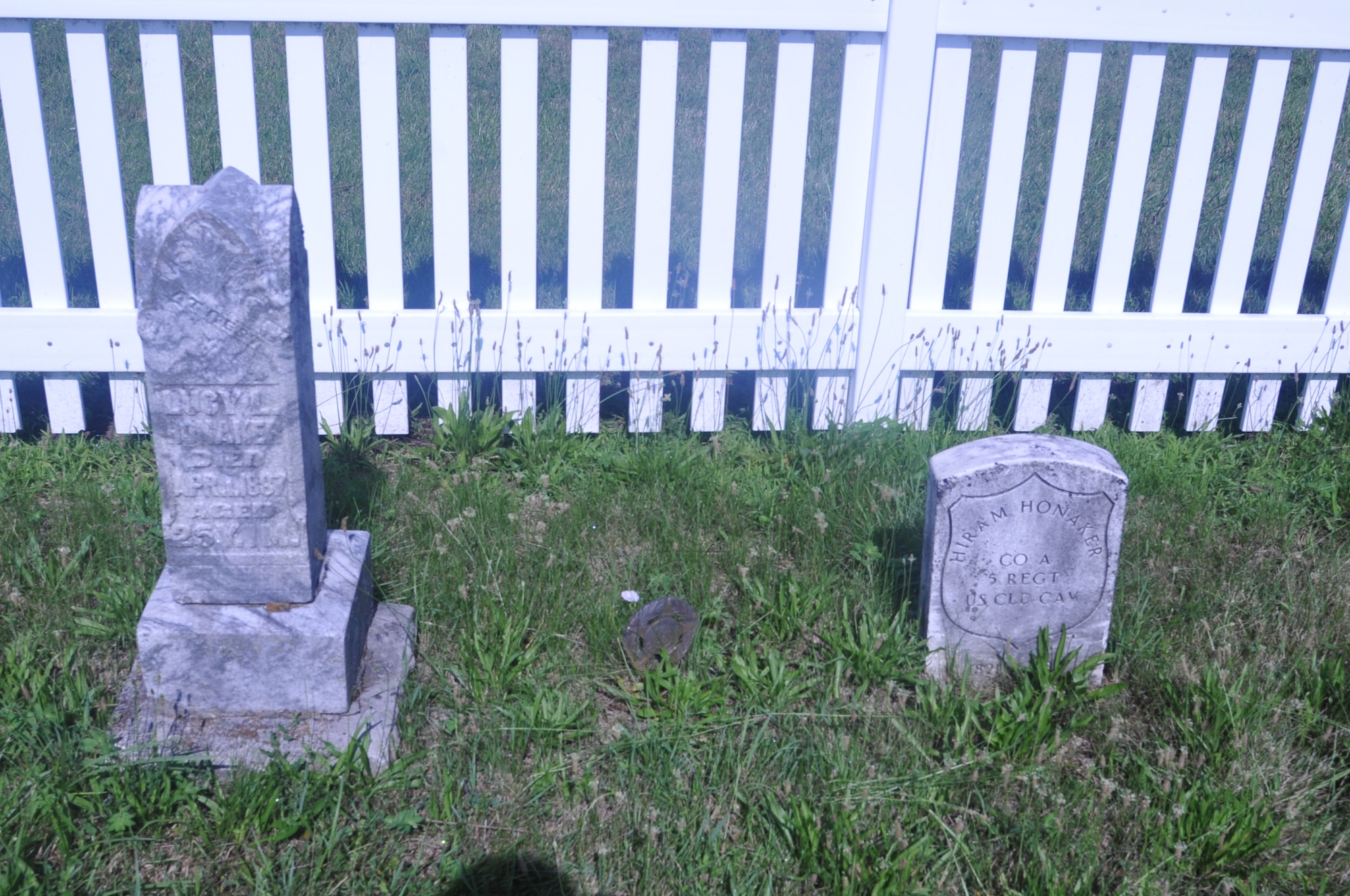 Grave Marker for Hiram Honaker and family--only U.S. Veteran buried on Wright-Patterson Air Force Base