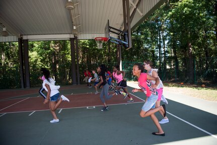 Participants of the first resiliency teen camp, named BOUNCE, exercise July 14, 2016 at Joint Base Charleston – Weapons station, S.C., youth center. BOUNCE, which stands for Be optimistic, Observe thoughts, Use strengths, Never give up, Communicate effectively and Embrace you, is a week-long camp designed to teach teens the necessary skills to overcome daily stressors associated to military families. (U.S. Air Force photo/Staff Sgt. Jared Trimarchi)