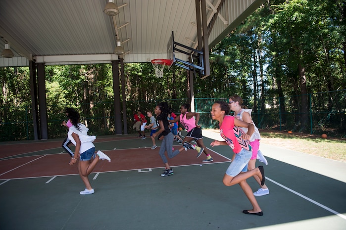 Participants of the first resiliency teen camp, named BOUNCE, exercise July 14, 2016 at Joint Base Charleston – Weapons station, S.C., youth center. BOUNCE, which stands for Be optimistic, Observe thoughts, Use strengths, Never give up, Communicate effectively and Embrace you, is a week-long camp designed to teach teens the necessary skills to overcome daily stressors associated to military families. (U.S. Air Force photo/Staff Sgt. Jared Trimarchi)