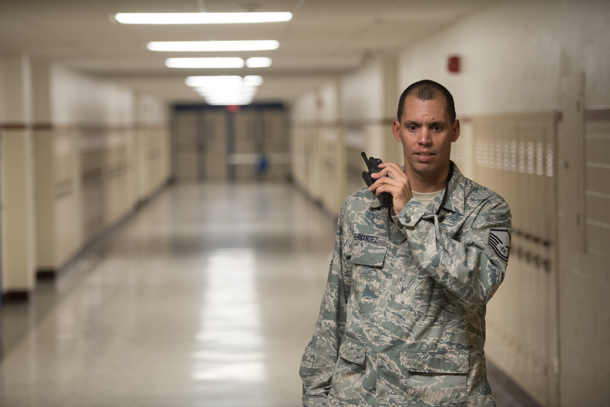 Master Sgt. Edwin Hernandez, NCOIC for Terminal 136 Joint Incident Site Communications Capability in the Puerto Rico Air National Guard’s 156th Airlift Wing, tests radio communications at Paducah Tilghman High School in Paducah, Ky., July 16, 2016, in preparation for Bluegrass Medical Innovative Readiness Training. The program will offer medical and dental care at no cost to residents in three Western Kentucky locations from July 18 to 27. (U.S. Air National Guard photo by Master Sgt. Phil Speck)