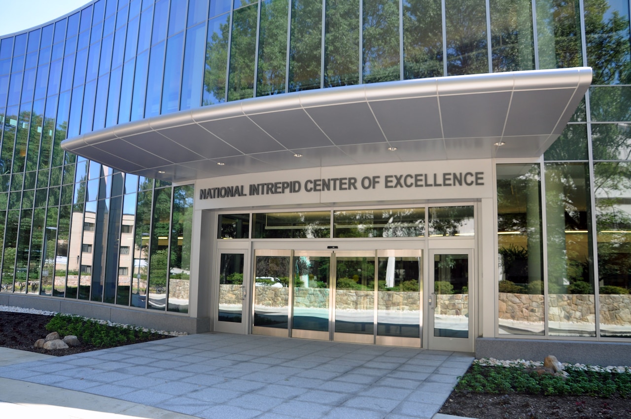 The National Intrepid Center of Excellence, a directorate of the Walter Reed National Military Medical Center in Bethesda, Md., helps active duty, reserve, and National Guard members and their families manage their traumatic brain injuries and accompanying psychological health conditions through diagnostic evaluation, treatment planning, outpatient clinical care, and TBI research. DoD photo