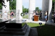 MARION, Ohio (July 16, 2016) – Brig. Gen. Stephen E. Strand, deputy commanding general, 88th Regional Support Command, speaking on behalf of President Barack Obama, commemorates the life and legacy of the Warren G. Harding, the 29th president of the United States, during a wreathlaying ceremony at the Harding Memorial site in Marion, Ohio, July 16, 2016.