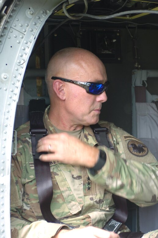 Lieutenant General Charles D. Luckey, chief of Army Reserve and commanding general, U.S. Army Reserve Command, visits Joint Base McGuire-Dix-Lakehurst, New Jersey, for a training-capabilities update July 14-15. The commanding general toured U.S. Army Support Activity, Fort Dix training areas and ranges in the air and with ground transportation, speaking with privates to commanders in the field using the Dix assets.