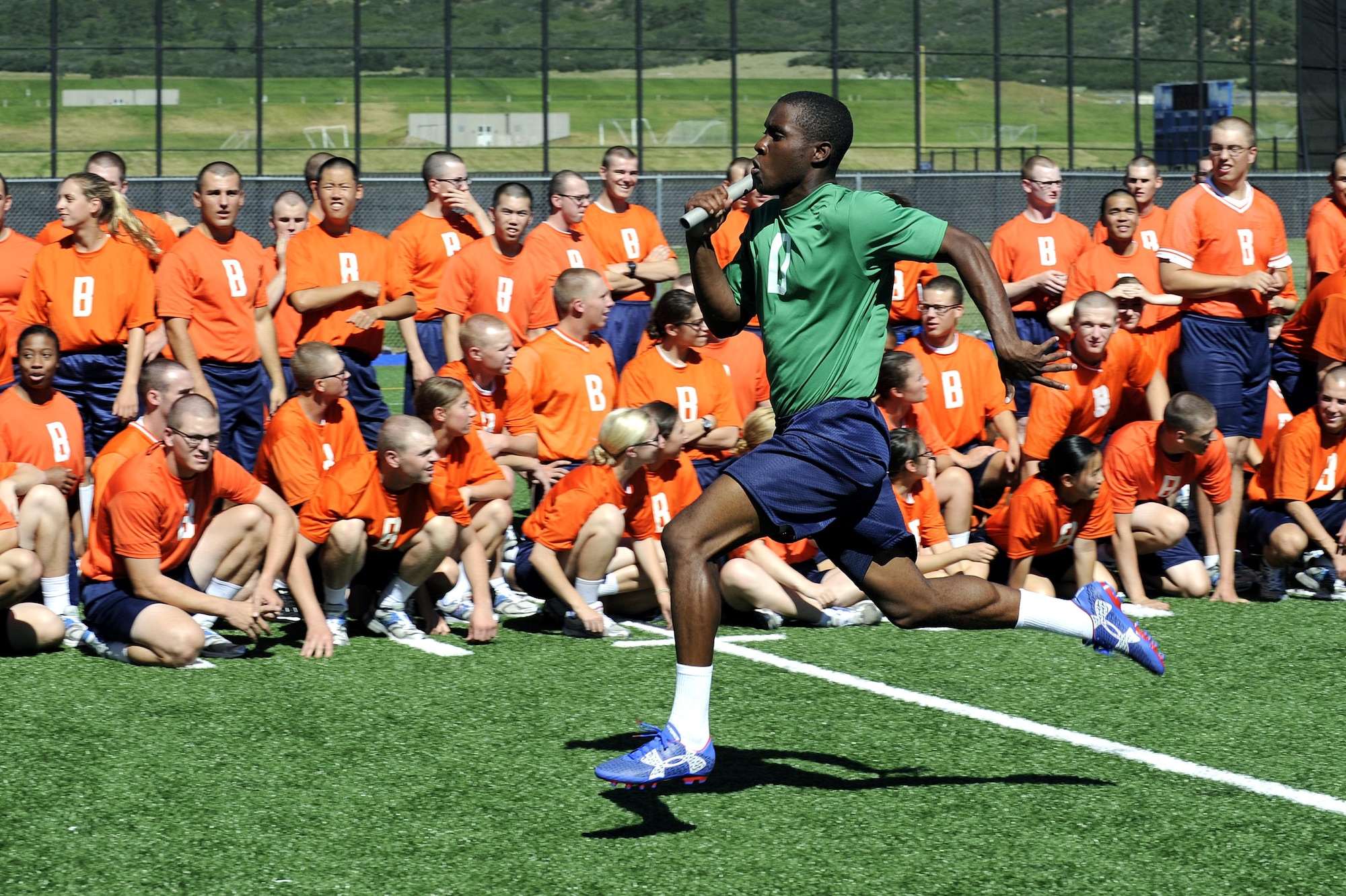 Basic Cadets from the class of 2020 competed in the Air Force Academy's Field Day. An annual event that tests the teamwork and athletic skills of basic cadets. The competitive activity marked the halfway point of Basic Cadet Training for more than 1,000 basic cadets and featured a long distance run, tug-of-war and other relays.