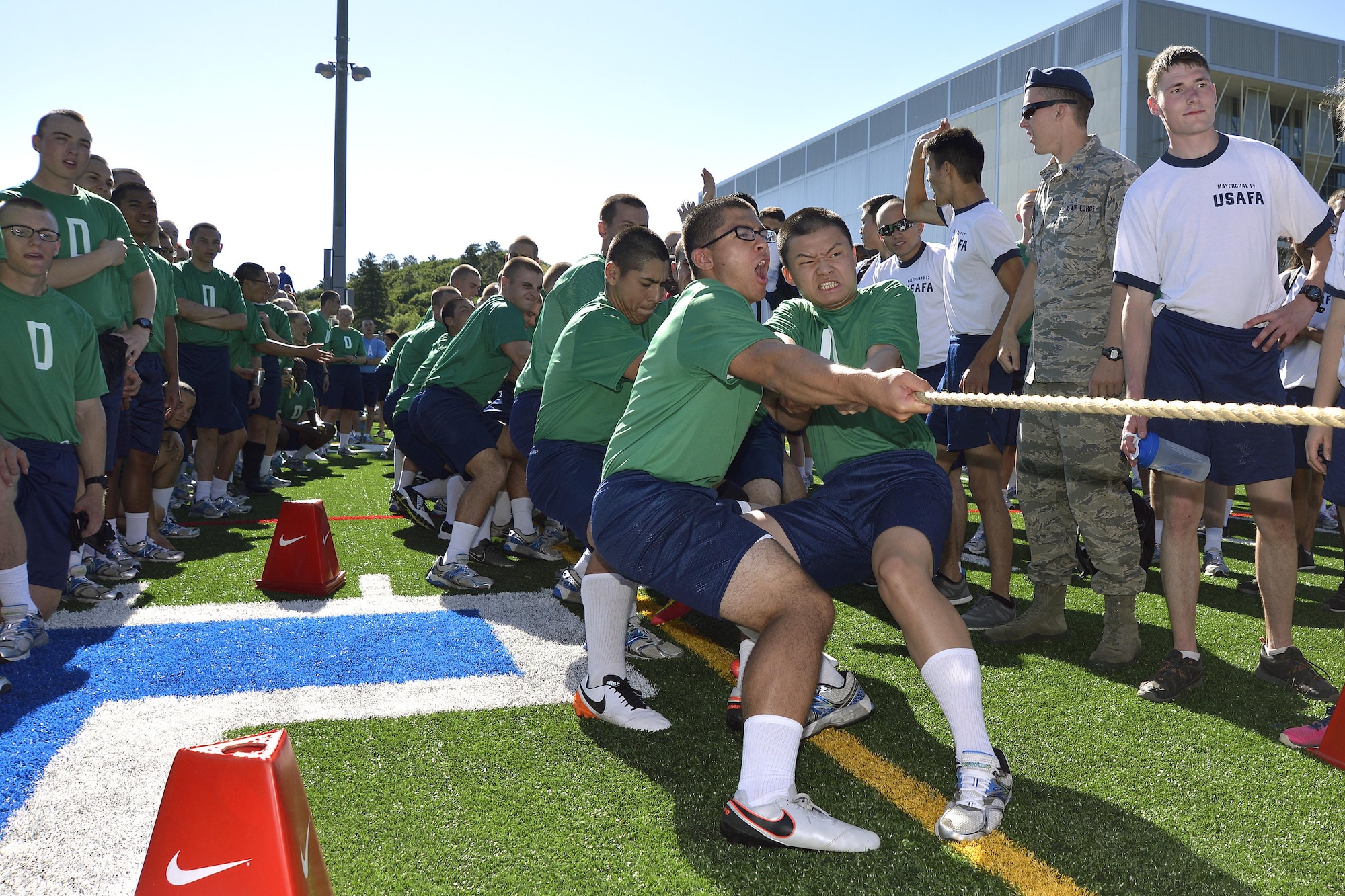 Basic Cadets from the class of 2020 competed in the Air Force Academy's Field Day. An annual event that tests the teamwork and athletic skills of basic cadets. The competitive activity marked the halfway point of Basic Cadet Training for more than 1,000 basic cadets and featured a long distance run, tug-of-war and other relays.