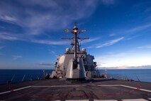 Guided-missile destroyer USS Cole (DDG 67) is underway conducting routine training and operations in preparation for an upcoming deployment with the George H.W. Bush Strike Group.