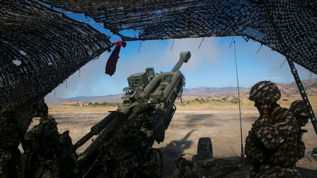 Marines with Battery Q, 4th Tank Battalion, 4th Marine Division, Marine Forces Reserve, fire a M777A2 Howitzer during their annual training exercise at Marine Corps Base Camp Pendleton, California, July 16, 2016. Annual training exercises ensure that Reserve Marines are trained and prepared for any future operation or contingency. 