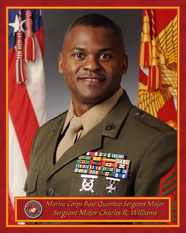 Official portrait of Sergeant Major Charles R. Williams, who assumed post as Marine Corps Base Quantico's new Sergeant Major on July 9, 2016.