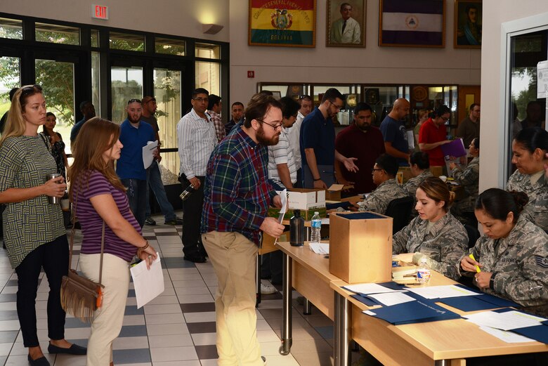 Over two hundred Individual Ready Reserve Airmen processed through screening lines, July 9, 2016 at the first 433rd Airlift Wing, sponsored IRR Muster at the IAAFA auditorium at Joint Base San Antonio-Lackland, Texas. Among the mandatory briefings at the screening, other vendors such as the USO, Veteran Affairs, Recruiters from the Air Force Reserve, Air National Guard and the Civil Air Patrol, were in attendance.