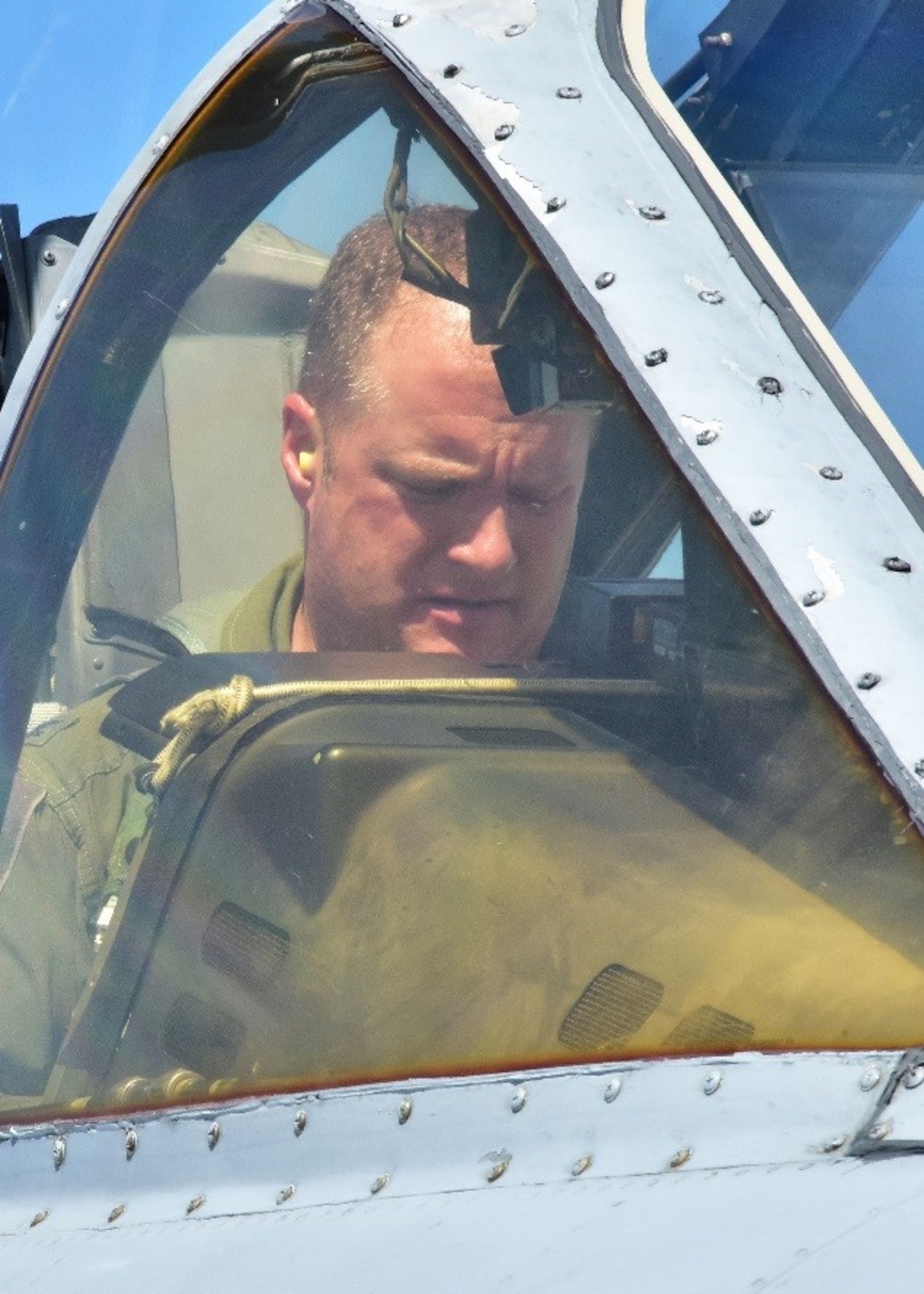 Col. Thomas McNurlin, 924th Fighter Group commander, runs through his check list after landing his A-10 Thunberbolt II at Patrick Air Force Base, Fla.  Approximately 200 Airmen from the 924th stationed at Davis-Monthan Air Base, Ariz., will conduct their annual tour at Patrick AFB, allowing the unit to gain experience and train with the 920th Rescue Wing. (U.S. Air Force photo by Tech. Sgt. Louis Vega Jr.)