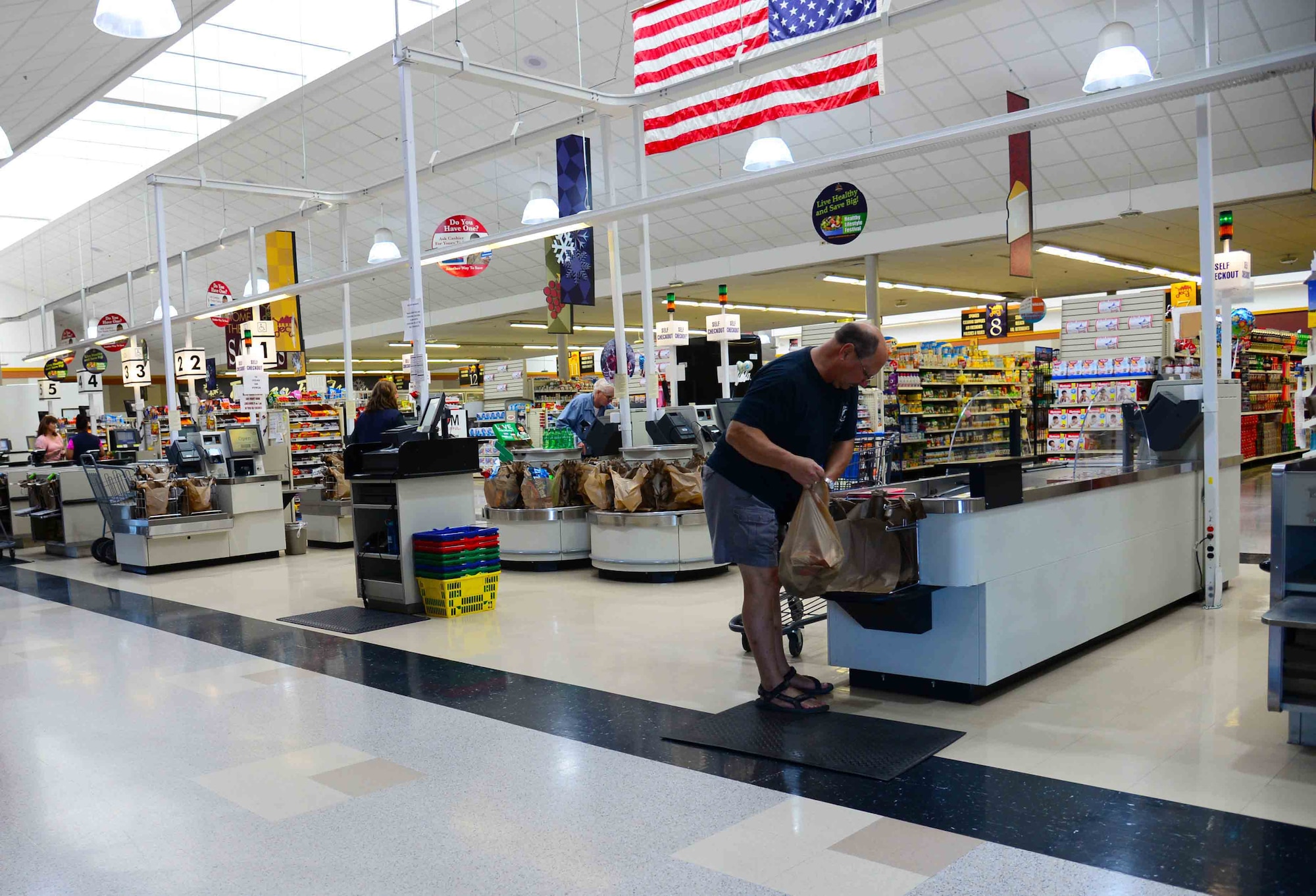 The Malmstrom Commissary participated in the Feds Feed Families campaign June 1 to Aug. 31, at Malmstrom Air Force Base, Mont. The nationwide campaign is designed to supplement the country’s need for donated foods and basic health items during the summer months. (U.S. Air Force photo/Airman 1st Class Magen M. Reeves)