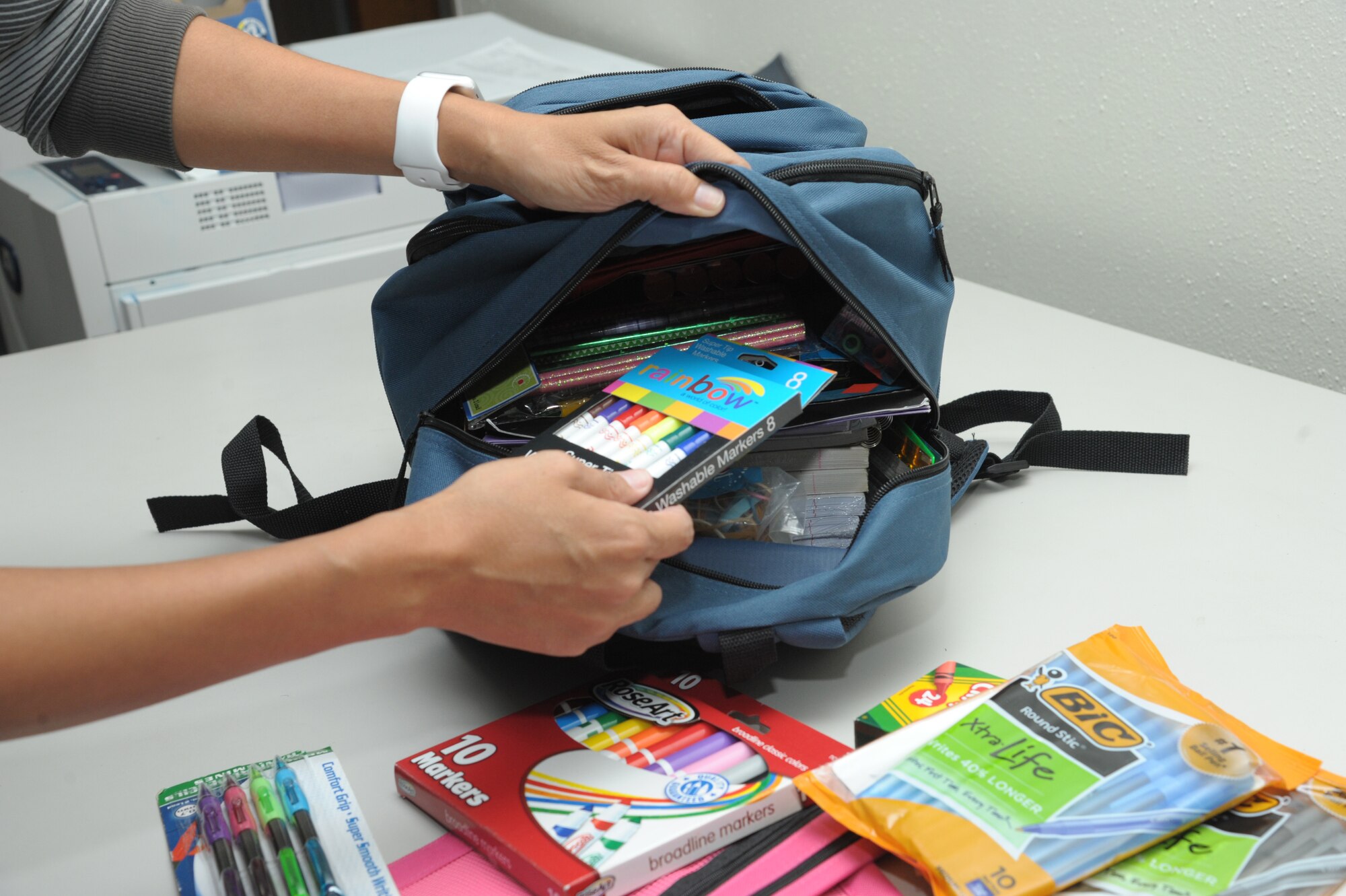 The Joint Base San Antonio School Liaison Office kicks off its sixth annual Build-a-Backpack Program July 25, 2016. The program provides backpacks filled with school supplies to children of active-duty members and local students.