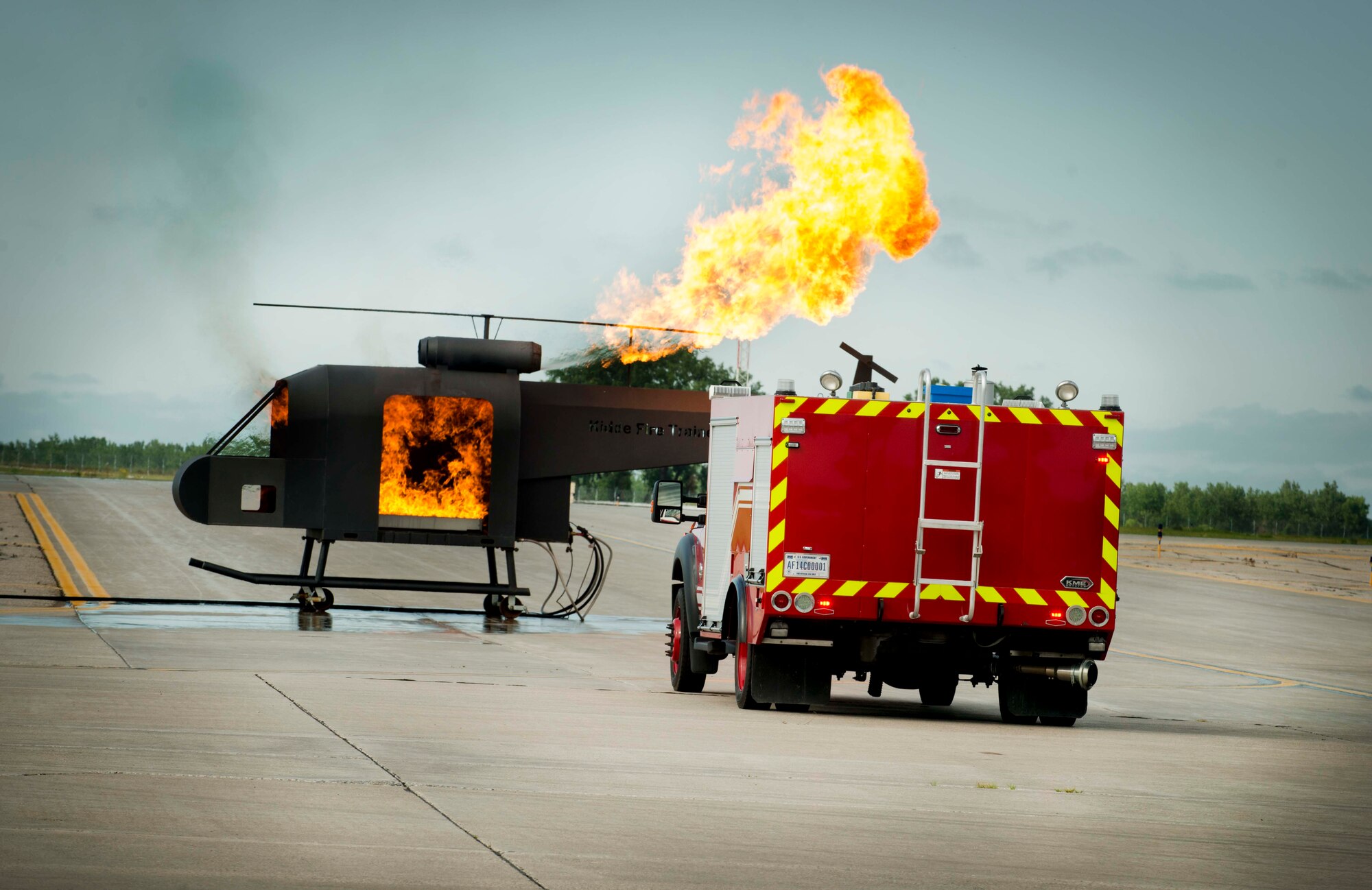Emergency response personnel assigned to Minot Air Force Base conducted a Major Accident Response Exercise July 15, 2016, in preparation for the upcoming Northern Neighbor’s Day Air Show scheduled for August 13. The training exercise simulated a UH-1N Huey accident with varying levels of injuries. Personnel conducted the drill to ensure they are ready for any aircraft emergencies. (U.S. Air Force photos/Senior Airman Apryl Hall/Senior Airman Sahara Fales)