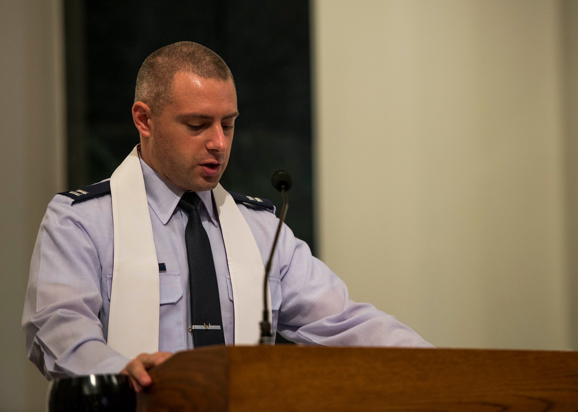 The Scott Air Force Base chapel held a prayer service in response to the recent tragic events in Orlando, Falcon Heights, Baton Rouge, Dallas, and Paris, France, July 15, 2016.   The service included representatives from at least eight religions, including the Hindu, Protestant, Islamic, Soka Gakkai International Buddhist, Catholic, and Greek Orthodox faiths.  (U.S. Air Force photo by Staff Sgt. Martinez/Released)