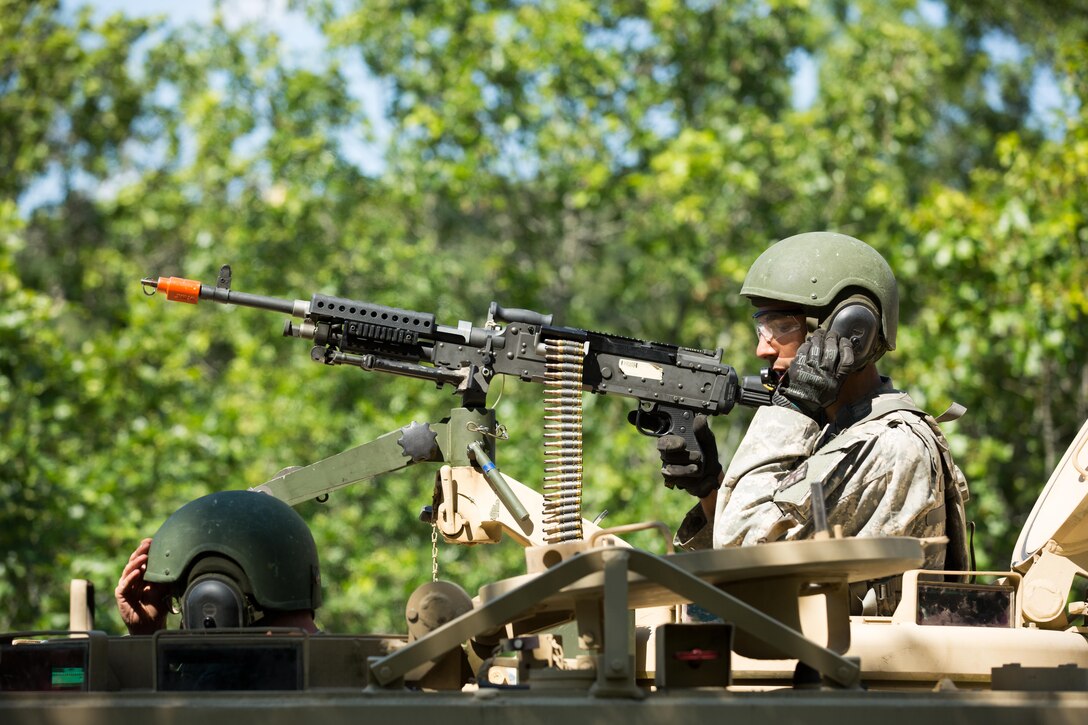 U.S. Army Sgt. Taylor Deeter, attached to the 366th Engineer Company, provides overwatch during a mine clearing exercise during Warrior Exercise (WAREX) 86-16-03 at Fort McCoy, Wis., July 16, 2016. WAREX is designed to keep soldiers all across the United States ready to deploy. (U.S. Army photo by Sgt. Robert Farrell/Released)