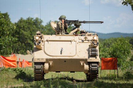 U.S. Army Sgt. Johnson Labrake, 366th Engineer Company, Canton, N.Y., provides overwatch during a mine clearing exercise during Warrior Exercise (WAREX) 86-16-03 at Fort McCoy, Wis., July 16, 2016. WAREX is designed to keep soldiers all across the United States ready to deploy. (U.S. Army photo by Sgt. Robert Farrell/Released)