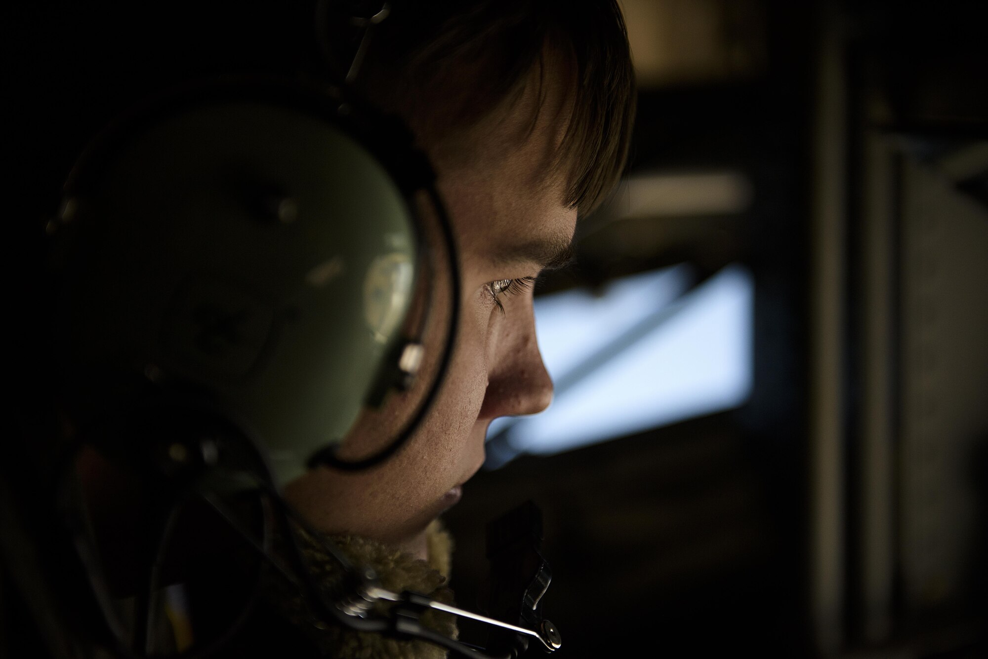 Senior Airman Jordan Webber, a KC-135 Stratotanker boom operator from MacDill Air Force Base, refuels an F-22 Raptor from Langley Air Force Base, Virginia during a mission for exercise Red Flag at Nellis Air Force Base, Nevada July 18, 2015 during exercise Red Flag. Red Flag 16-3 is one of four Red Flag exercises at Nellis--this edition of Red Flag focusing on multi-domain operations in air, space and cyberspace. (U.S. Air Force photo/Tech. Sgt. David Salanitri)