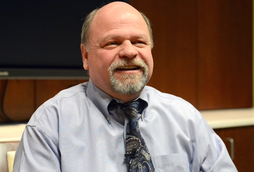 Dr. Gene Casagrande, a team coordinator and primary care physician at the National Intrepid Center of Excellence in Bethesda, Md., discusses helping service members, their families and veterans with traumatic brain injuries. DoD photo by Navy Petty Officer 2nd Class Darien Kenney