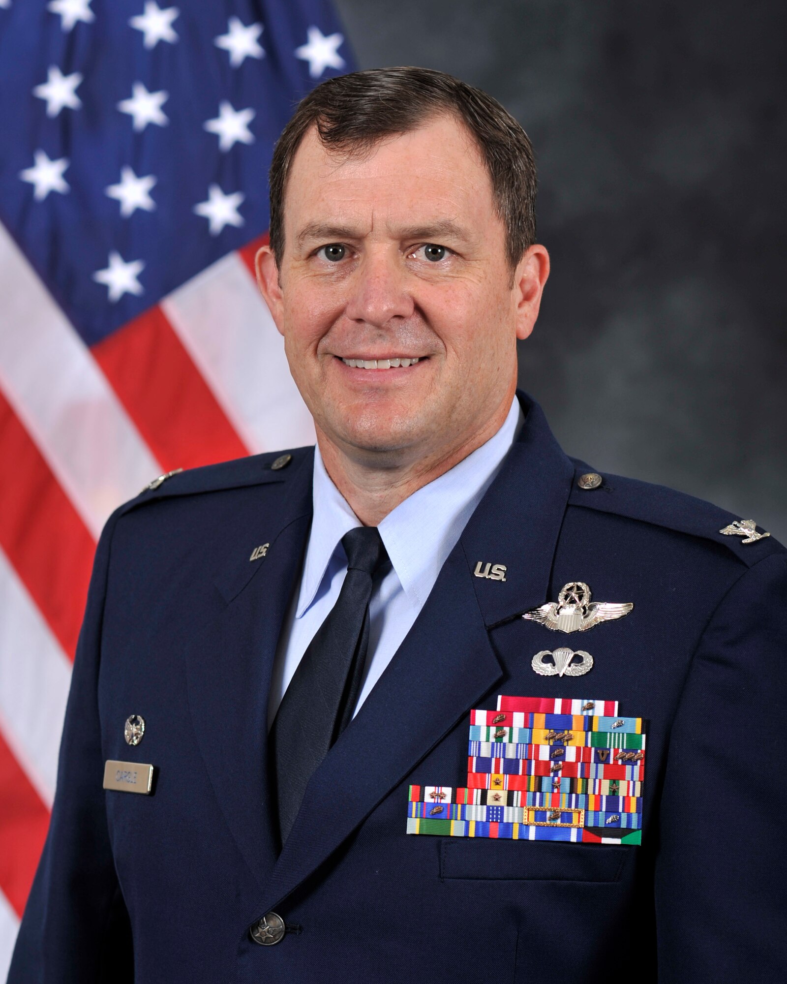 Col. Barry T. Cargle, 92nd Operations Group Commander, poses for his official photo at Fairchild Air Force Base, Wash., June 22, 2016.  (U.S. Air Force photo/A1C Taylor Shelton)