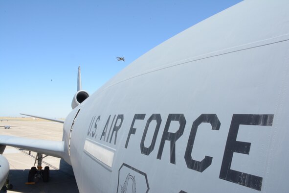 F-35A Lightning II aircraft receive aerial refuelings from a Travis KC-10 Extender July 13, 2016 on the flight from England to the United States. The fighters were returning to Luke Air Force Base, Arizona after participating in the world's largest air show. (U.S. Air Force photos by Staff Sgt. Madelyn Brown) 