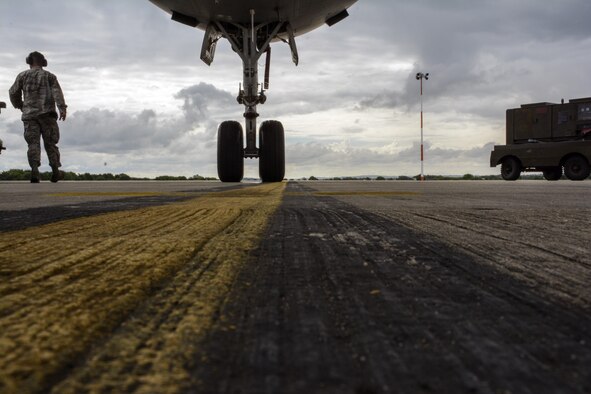 F-35A Lightning II aircraft receive aerial refuelings from a Travis KC-10 Extender July 13, 2016 on the flight from England to the United States. The fighters were returning to Luke Air Force Base, Arizona after participating in the world's largest air show. (U.S. Air Force photos by Staff Sgt. Madelyn Brown) 
