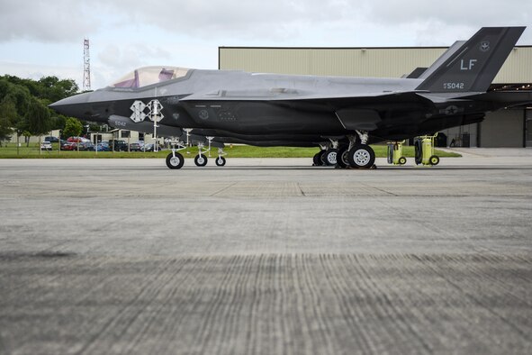 F-35A Lightning II aircraft receive aerial refuelings from a Travis KC-10 Extender July 13, 2016 on the flight from England to the United States. The fighters were returning to Luke Air Force Base, Arizona after participating in the world's largest air show. (U.S. Air Force photos by Staff Sgt. Madelyn Brown) 