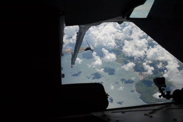 Senior Airman Nicholas Porter, 749th Aircraft Maintenance Squadron crew chief, performs maintenance checks July 15, 2016 after landing at Luke Air Force Base, Arizona. An aircrew of 70th Air Refueling Squadron members departed Travis Air Force Base, Calif., July 11, 2016 en route to Royal Air Force Base Fairford in Gloucestershire, England. The purpose of the trip is to refuel F-35A Lightning II jet fighters that are returning to the United States after participating in the world's largest air show. (U.S. Air Force photos by Staff Sgt. Madelyn Brown) 