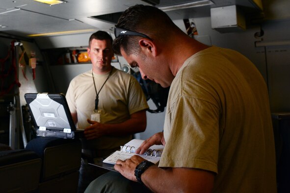 At mission complete, the crew poses for a photo outside the KC-10 Extender on the Travis Air Force Base flightline July 16, 2016. An aircrew of 70th Air Refueling Squadron members departed Travis Air Force Base, Calif. July 11, 2016 en route to Royal Air Force Base Fairford in Gloucestershire, England. The purpose of the trip is to refuel F-35A Lightning II jet fighters that are returning to the United States after participating in the world's largest air show. (U.S. Air Force photos by Staff Sgt. Madelyn Brown) 