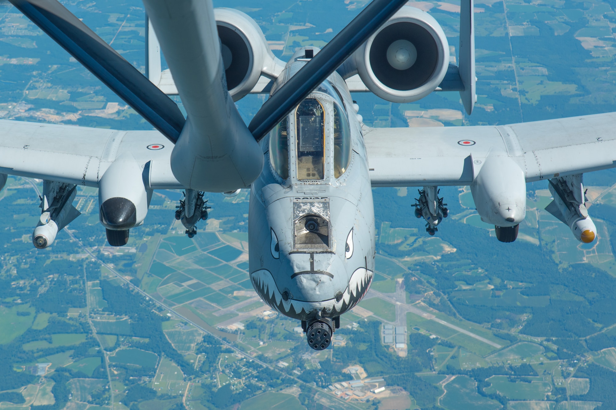 An A-10C from the 476th Fighter Group at Moody AFB, Ga approaches the boom from a KC-135 Stratotanker during refueling operations over Georgia on July 14, 2016. (U.S. Air Force photo by Master Sgt. Eric J. Amidon)