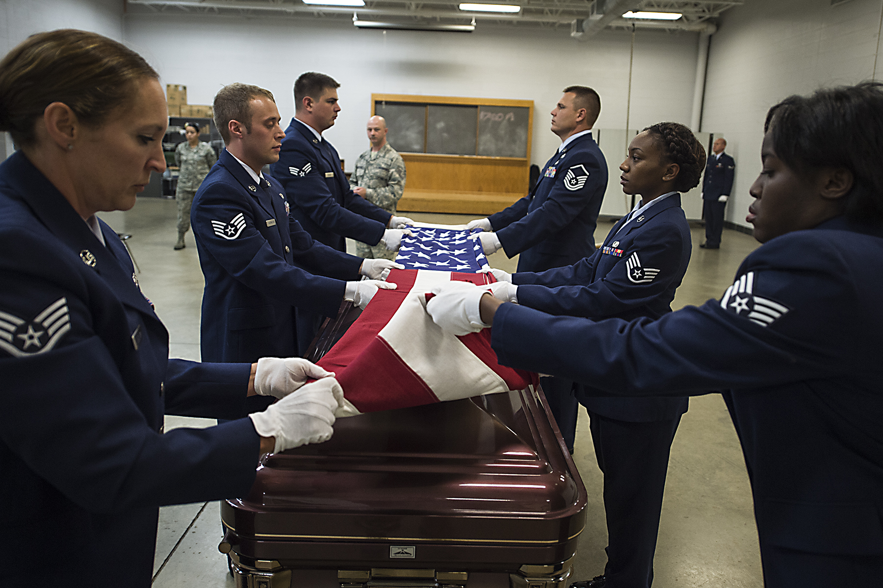 Folding A Flag At Funeral