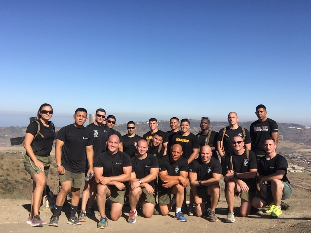 Marine Corps Recruiting Station Orange County's enlisted leaders conducted physical training (PT) on Marine Corps Base Camp Pendleton, Calif. during early morning hours July 22, 2016. The purpose of the 6.8 mile PT session to the top of First Sergeant's Hill was to build esprit de corps and camaraderie. 