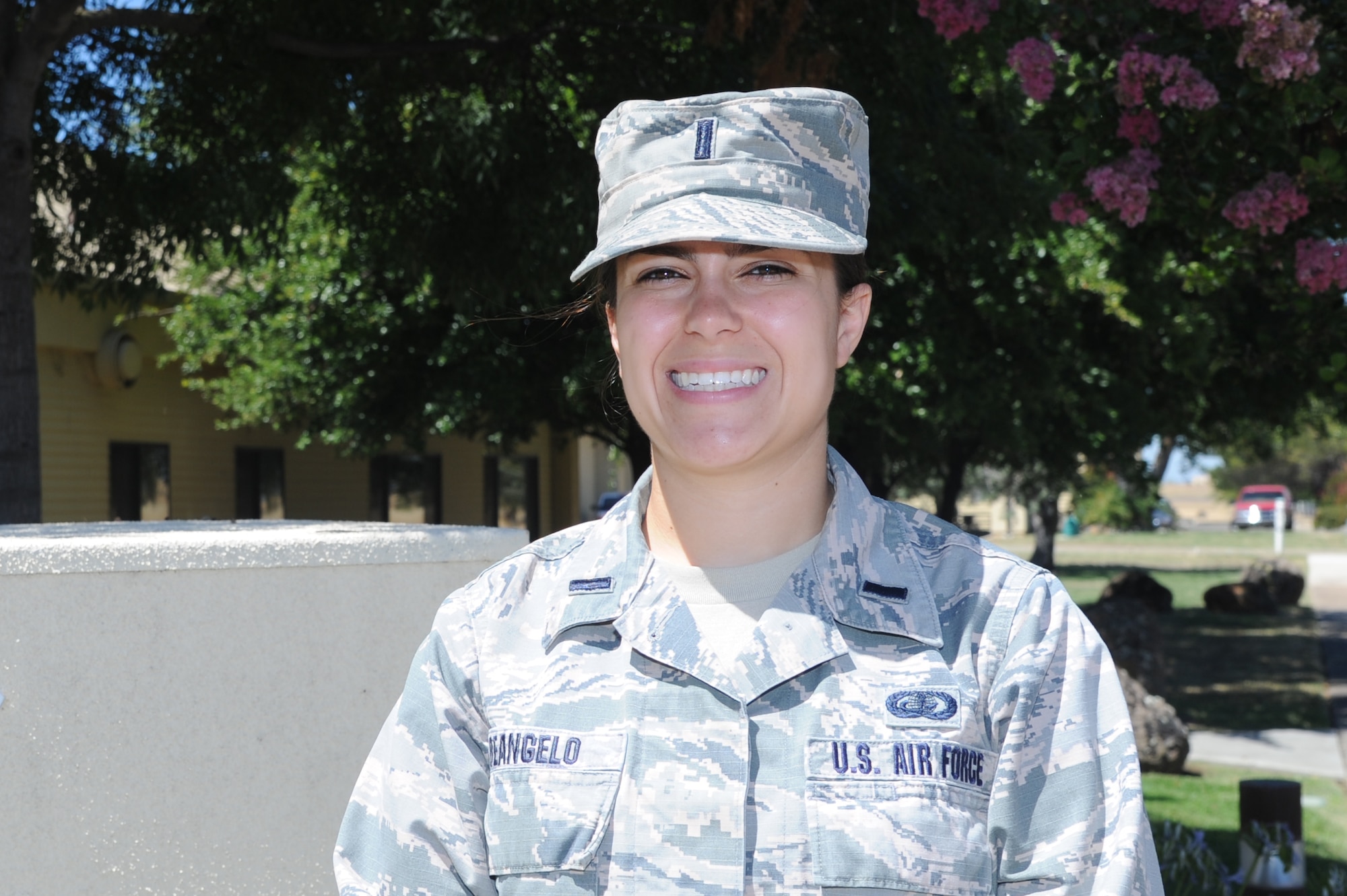 1st Lt. Stephanie DeAngelo, 9th Reconnaissance Wing Chief of Protocol, poses for a photo July 20, 2016, at Beale Air Force Base, California. (U.S. Air Force photo by Senior Airman Tara R. Abrahams)