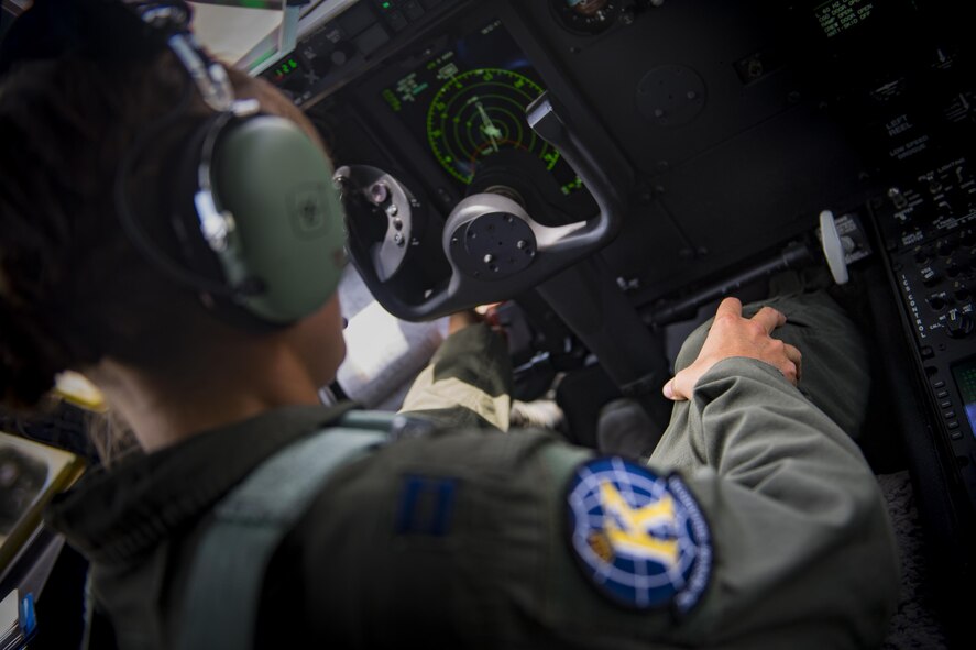 U.S. Air Force Capt. Christy Wise, 71st Rescue Squadron pilot, adjusts her prosthetic leg prior to taxiing in an HC-130J Combat King II, July 22, 2016, at Moody Air Force Base, Ga.  Wise is the first female to return to the pilot seat following an amputation. (U.S. Air Force Photo by Senior Airman Ryan Callaghan)
