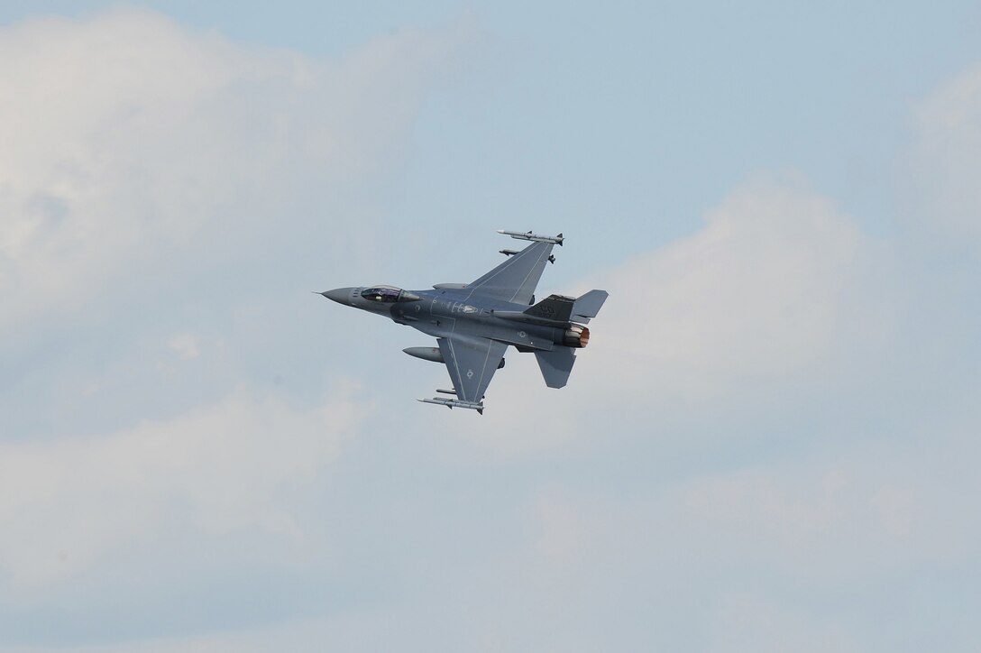 An F-16 Fighting Falcon aircraft from the 140th Wing, Colorado Air National Guard, is in flight over Pápa Air Base, Pápa, Hungary in support of Operation Panther Strike after returning from a training mission in eastern Europe. In conjunction with Operation Atlantic Resolve, the 140th Wing, Colorado Air National Guard from Buckley Air Force Base, Colorado, has deployed approximately 200 Airmen to Pápa Air Base, Hungary, to conduct familiarization training alongside our NATO ally, Hungary. They will also participate in cross-border training with other deployed U.S. forces' aircraft and NATO aircraft in the region. This deployment continues to demonstrate our commitment to our allies and European security and stability. (U.S. Air National Guard photo by Senior Master Sgt. John Rohrer) 