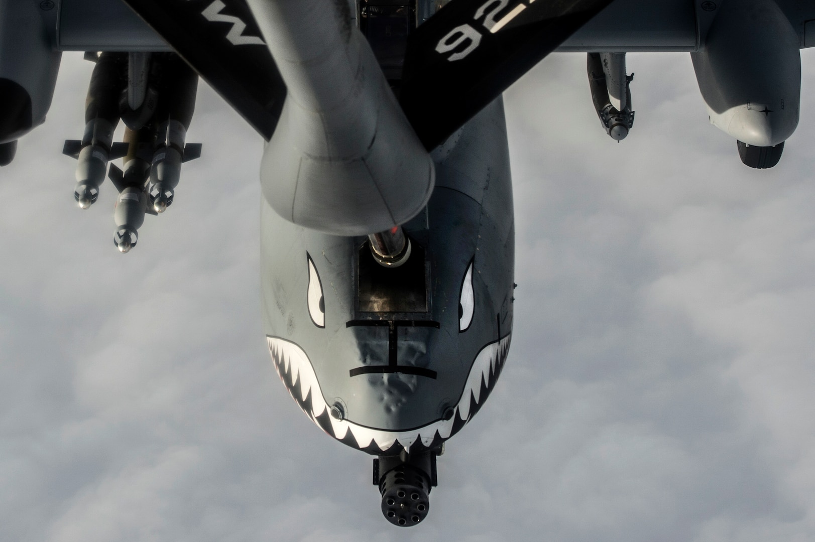 A U.S. Air Force KC-135 Stratotanker from the 340th Expeditionary Air Refueling Squadron refuels a USAF A-10 Thunderbolt II over Turkey in support of Operation Inherent Resolve, Jan. 6, 2016. OIR is the coalition intervention against the Islamic State of Iraq and the Levant. (U.S. Air Force photo by Staff Sgt. Corey Hook/Released)