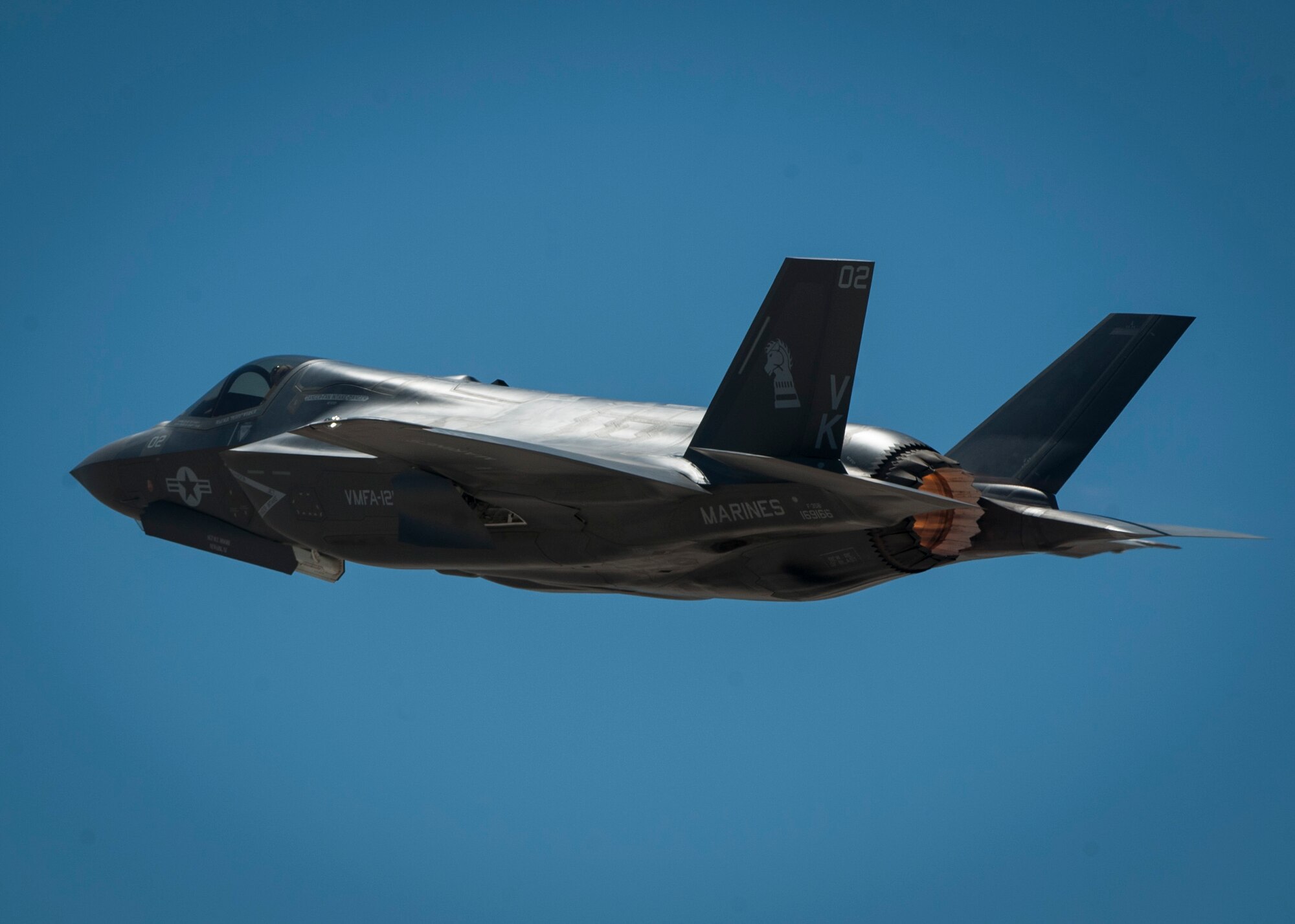 An F-35B from Marine Corps Air Station Yuma, Ariz., takes off from the Nellis Air Force Base, Nev., flightline for a training sortie during Red Flag 16-3, July 19, 2016. During the exercise, the F-35B will test its advanced capabilities against other aircraft from the U.S. Air Force and U.S. Navy. (U.S. Air Force photo by Senior Airman Jake Carter/Released)