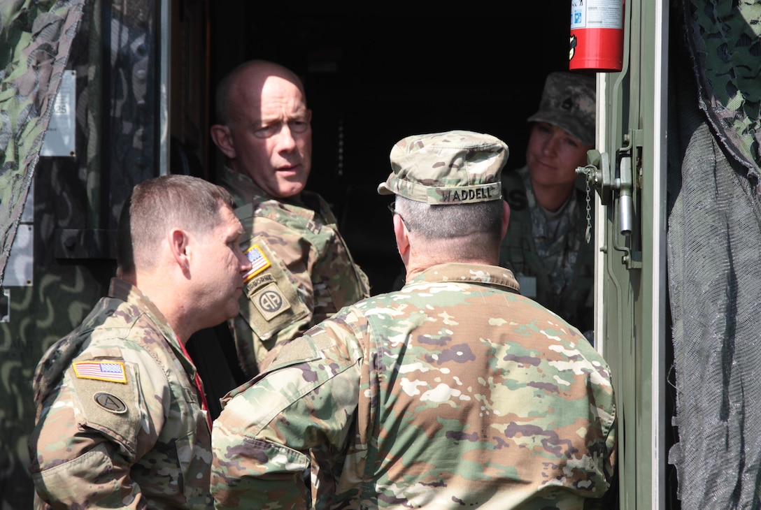 The Chief of Army Reserve and Commanding General, United States Army Reserve Command, Lt. Gen. Charles D. Luckey, visited the Soldiers of the 415th Chemical Brigade, 209th Regional Support Group, and 76th Operational Response Command during the units' warrior exercise (WAREX) held at Fort McCoy, Wis.