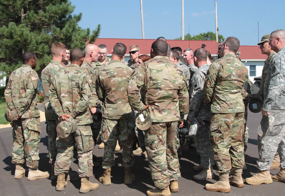 The Chief of Army Reserve and Commanding General, United States Army Reserve Command, Lt. Gen. Charles D. Luckey, visited the Soldiers of the 415th Chemical Brigade, 209th Regional Support Group, and 76th Operational Response Command during the units' warrior exercise (WAREX) held at Fort McCoy, Wis., July 18, 2016. Here, Luckey addressed the Soldiers and shared some of his priorities and expectations.