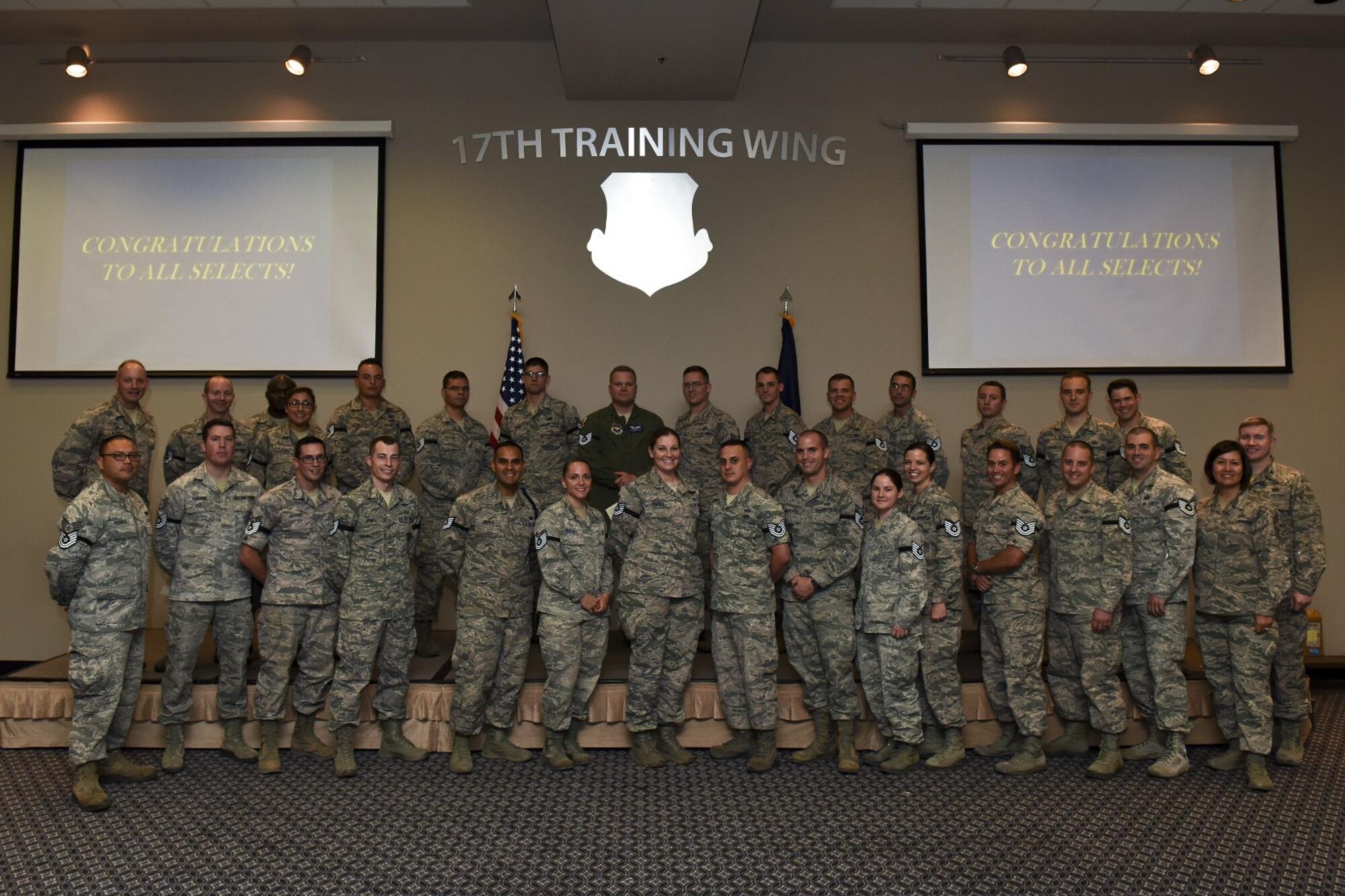 The 17th Training Wing hosted a technical sergeant release party at the Event Center on Goodfellow Air Force Base, Texas, July 21, 2016. (U.S. Air Force photo by Senior Airman Devin Boyer/Released)