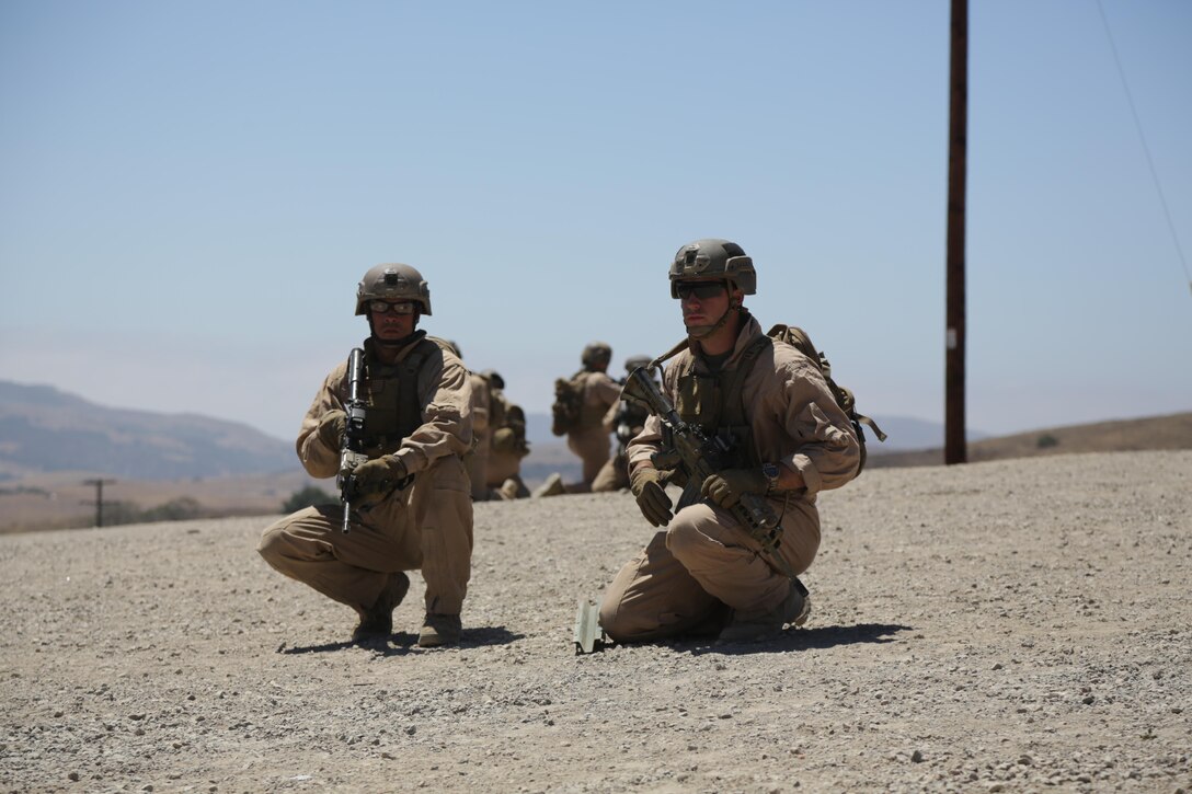 U.S. Marine Sgt. Raymond Figueroa (left) team leader, and Cpl. Jose Jaureguizar, (right) a slack man both with Bravo Company, 1st Reconnaissance Battalion, explain how to set a fuse for a Field-expedient Bangalore, an explosive charge packed into a tube or fixed to an object, aboard Marine Corps Base Camp Pendleton, Calif., July 14, 2016. Marines were sharing their basic breach-and-clear tactics with Mexican service members during Rim of the Pacific 2016 in order to build trust and strengthen future coalition-force cohesion. Twenty-six nations, more than 40 ships and submarines, more than 200 aircraft and 25,000 personnel are participating in RIMPAC from June 30 to Aug. 4, in and around the Hawaiian Islands and Southern California. The world's largest international maritime exercise, RIMPAC provides a unique training opportunity that helps participants foster and sustain the cooperative relationships that are critical to ensuring the safety of sea lanes and security on the world's oceans. RIMPAC 2016 is the 25th exercise in the series that began in 1971.