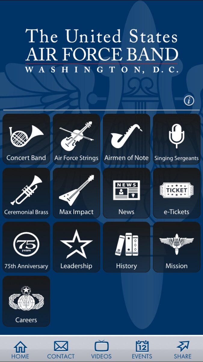 The U.S. Air Force Band is proud to announce the releaseof a brand new app available for download on iOS and Android devices. TheU.S. Air Force has a proud history of innovation and the Band is nodifferent. It continues to develop tools such as this new app to honorveterans, inspire American citizens and impact people all across theglobe. (U.S. Air Force photo/Chief Master Sgt. Bob Kamholz)