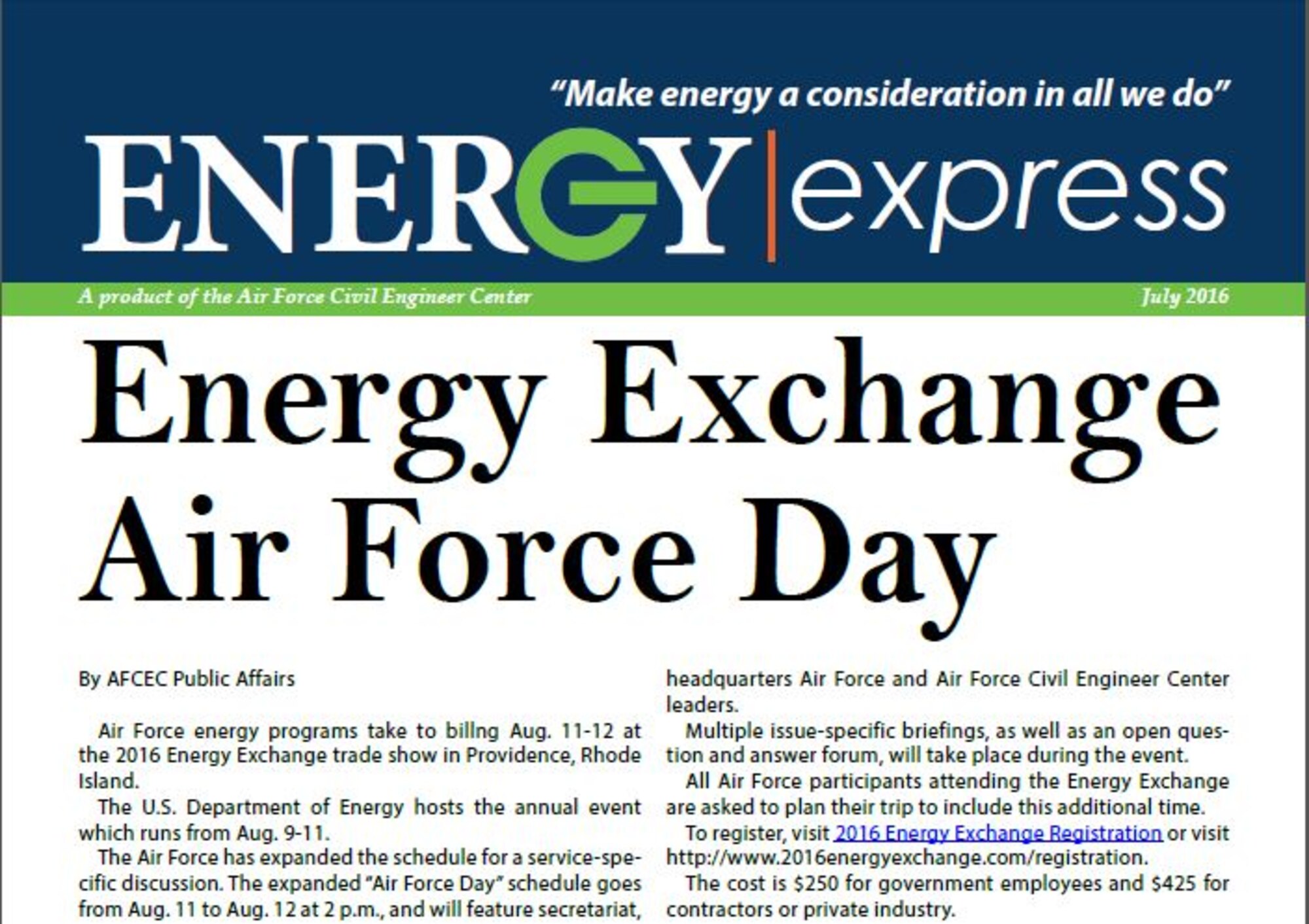 Check out the July 2016 edition of Energy Express.