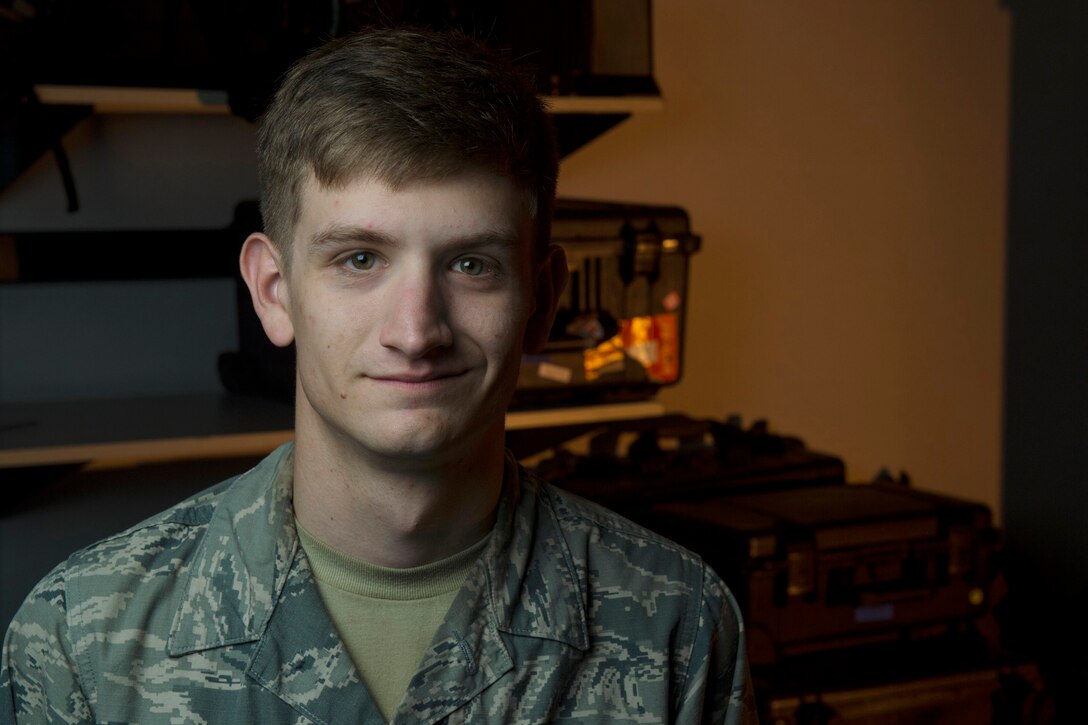 Airman 1st Class Dylan Wisuri, 921st Contingency Response Squadron, poses for a photo at Travis Air Force Base, Calif., July 14, 2016. Air Force photo Master Sgt. Joseph Swafford