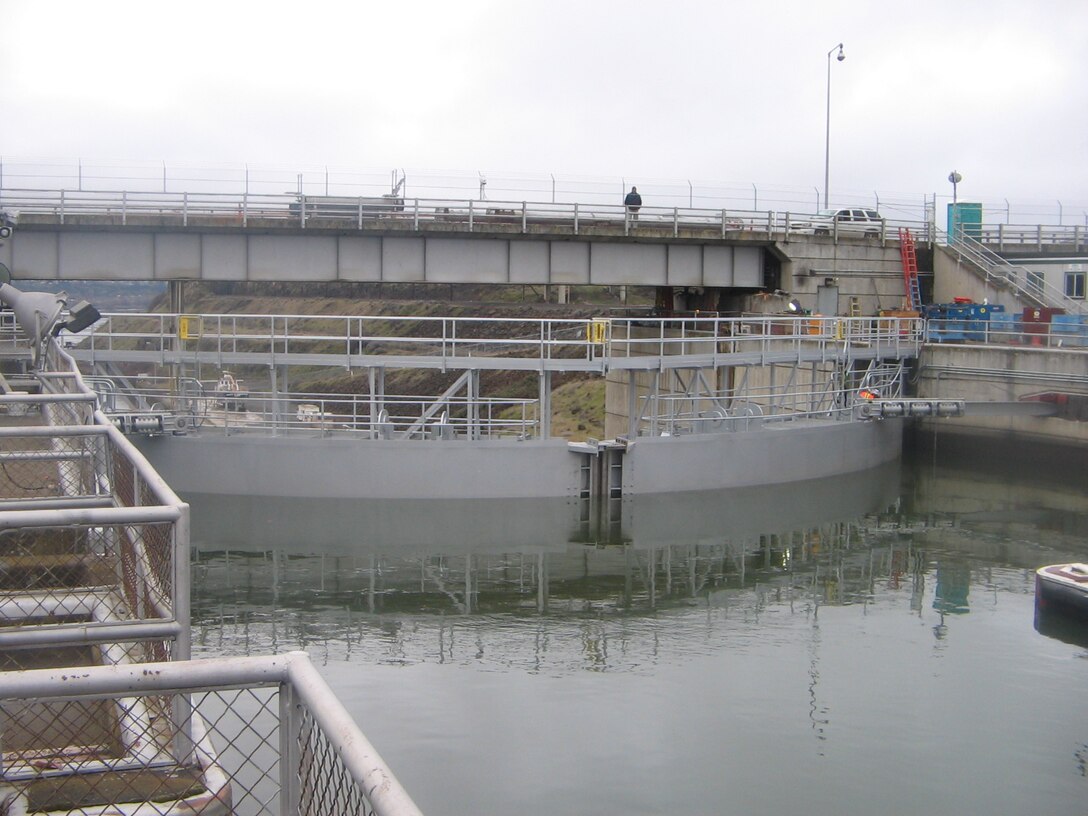 The Dalles navigation lock is located about 190 miles inland from the Pacific Ocean. It is part of a system of dams on the Columbia and Snake rivers that help move about 10 million tons of cargo each year.
