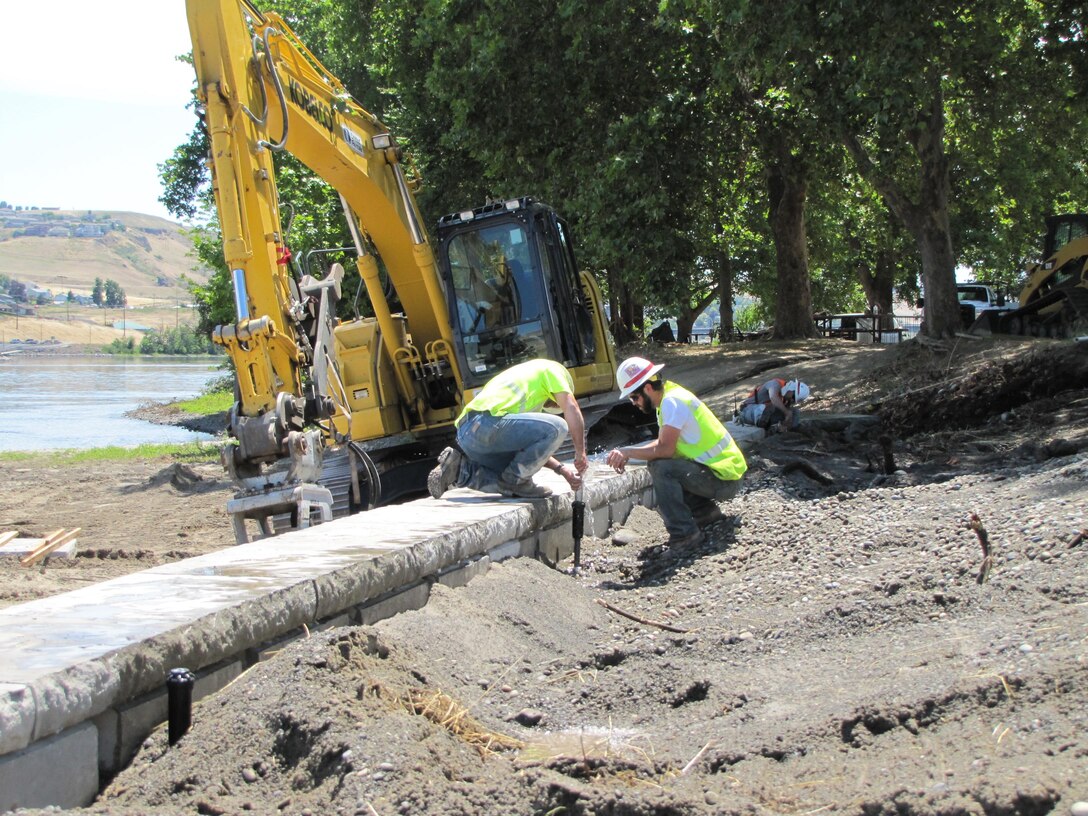 The Chestnut Recreation Area in Clarkston, Washington, will reopen on Wednesday, July 27. The U.S. Army Corps of Engineers recreation area was temporarily closed May 31 to enable maintenance staff to replace a 240-feet-long dilapidated rock-and-mortar wall, which was falling apart and beginning to pose a safety risk to visitors. Corps staff originally estimated the work would continue until mid-August, but thanks to cooperative weather and ideal work site conditions, the project was completed early. (U.S. Army Corps of Engineers photo)