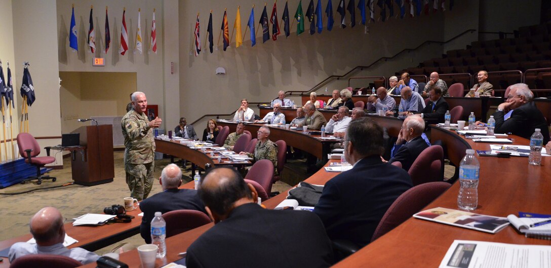 Maj. Gen. Les Carroll, commanding general of the 377th Theater Sustainment Command, TSC, in New Orleans, speaks to Army Reserve Ambassadors attending the 88th Regional Support Command’s Army Reserve Ambassador Workshop, July 15, about training requirements, readiness standards and working together. The 377th TSC is the largest command in the Army Reserve with more than 36,000 Soldiers, over 900 Civilians and 442 units in 39 states.